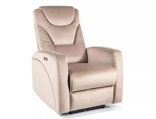 Kronos Velvet Elektromos Relax Fotel Bársony Sötétbézs