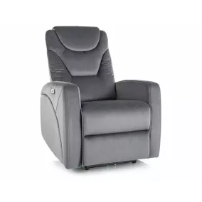   Kronos Velvet Elektromos Relaxációs Fotel USB Csatlakozóval Szürke