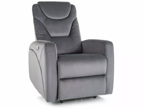 Kronos Velvet Elektromos Relaxációs Fotel USB Csatlakozóval Szürke