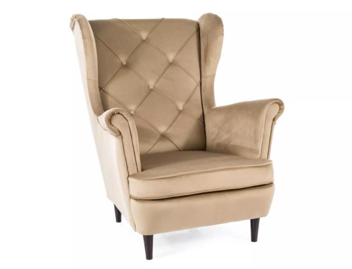 Lady Velvet Luxus Füles Fotel Bézs Bársony Steppelt