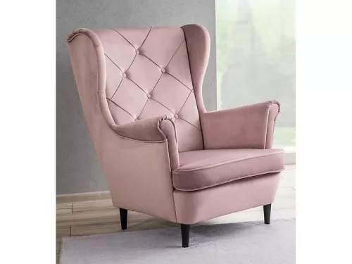 Lady Velvet Antik Rózsaszín Bársony Füles Fotel