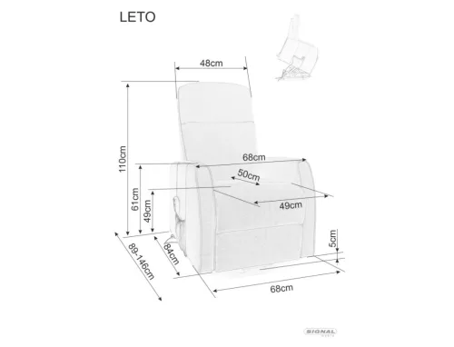 Leto Brego Elektromos Relax Fotel Szürke Kárpittal
