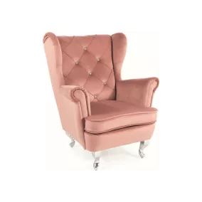   Lili Elegance Gyermek Fotel Bársony Antik Rózsaszín Steppelt