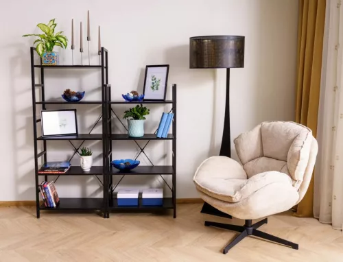 Loft R4 Ipari Fekete Fém Polcos Állvány