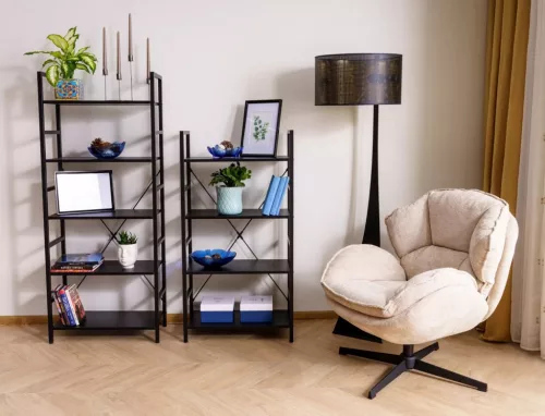 Loft R4 Ipari Fekete Fém Polcos Állvány