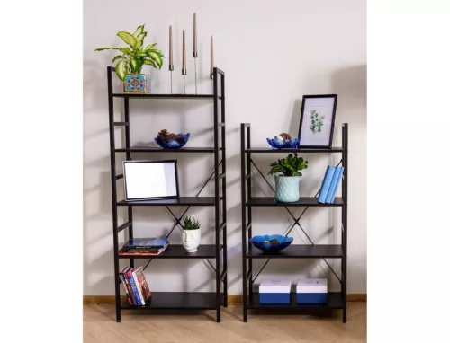 Loft R4 Ipari Fekete Fém Polcos Állvány
