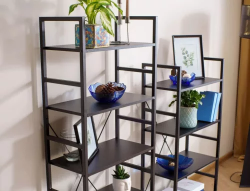 Loft R4 Ipari Fekete Fém Polcos Állvány