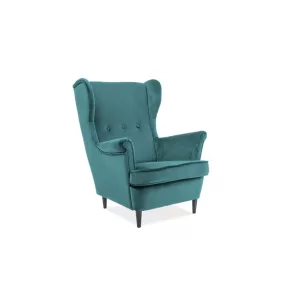 Lord Velvet Füles Fotel Türkiz Bársony Luxus