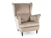 Lord Velvet Füles Fotel Bársony Bézs Elegáns