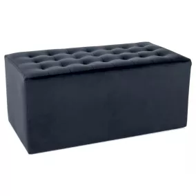 Lori 2 Velvet Téglalap Alakú Bársony Puff Fekete Steppelt