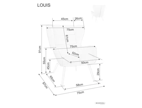 Louis Velvet Fekete Bársony Füles Fotel Fém Lábakkal