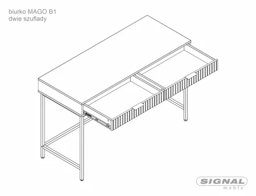 Mago B1 Tölgy-Fekete Matt Íróasztal Laminált Lappal