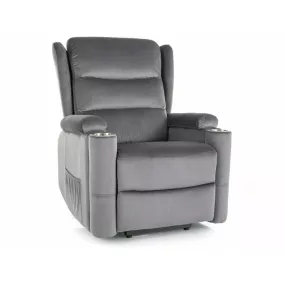 Minos Velvet Elektromos Relax Fotel Bársony Szürke