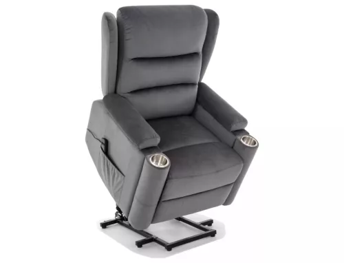 Minos Velvet Elektromos Relax Fotel Bársony Szürke