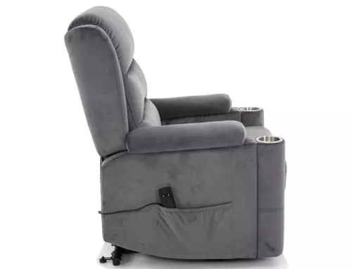 Minos Velvet Elektromos Relax Fotel Bársony Szürke