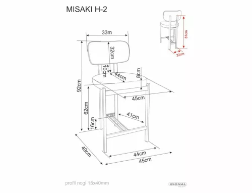 Misaki H-2 Bárszék Szürke Textil Kaszmir Fém Vázzal