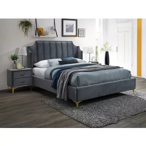   Monako Velvet Luxus Bársony Franciaágy Szürke Arany Lábakkal