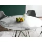   Murano Luxus Kerek Kerámia Étkezőasztal Márvány Fehér Króm Modern