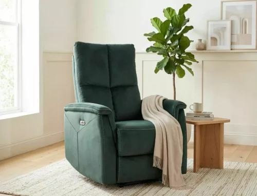 Neptun Velvet Elektromos Relax Fotel Bársony Zöld USB-csatlakozóval
