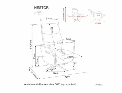 Nestor Raven Elektromos Relax Fotel Cappuccino Színű Szövettel