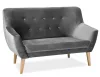 Nordic Elegance Kétszemélyes Bársony Kanapé Szürke Bükkfa Lábakkal