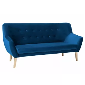   Nordic Elegance Háromszemélyes Bársony Kanapé Tengerészkék