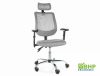 Q-118R Ergonomikus Hálós Forgószék Szürke Állítható Fejtámlával