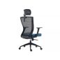 Q-328H Ergonomikus Hálós Forgószék Kék-Fekete Fejtámlával