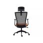 Q-328H Ergonomikus Hálós Forgószék Narancssárga-Fekete Állítható Fejtámlával