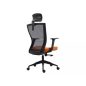 Q-328H Ergonomikus Hálós Forgószék Narancssárga-Fekete Állítható Fejtámlával