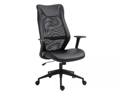 Q-346 Ergonomikus Hálós Műbőr Forgószék Fekete TILT