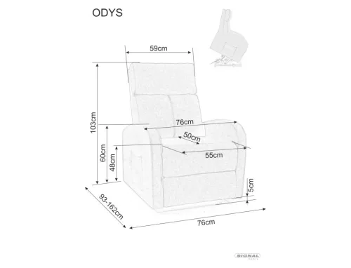 Odys Elektromos Relax Szövet Fotel Szürke