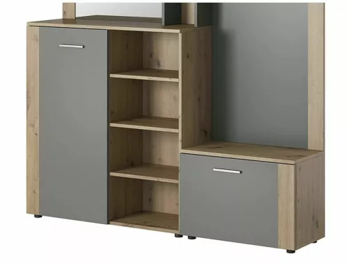 Modern Artisan Előszoba Bútor Szett Tölgy-Antracit Tükörrel