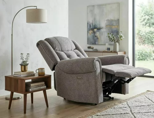 Parys Raven elektromos relax fotel szürke Raven szövettel USB porttal