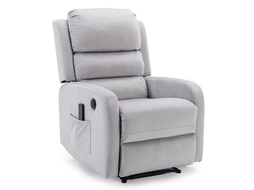 Pegaz M Elektromos Masszázs Bársony Relax Fotel Világosszürke