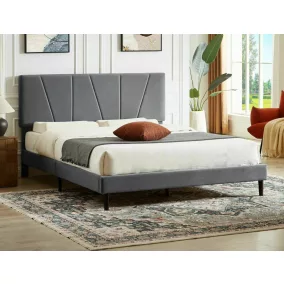   Savana Velvet Bársony Ágy Szürke 120x200 Geometrikus Fejtámlával