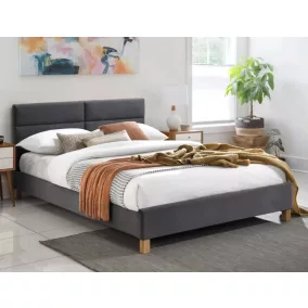   Sierra Velvet Bársony Kárpitozott Tölgy Ágy Szürke 140x200