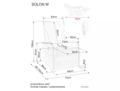 Solon M Velvet Masszázs Relax Fotel Fahéjbarna