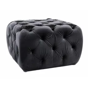 Sophia Elegance Négyzetes Bársony Puff Fekete Chesterfield