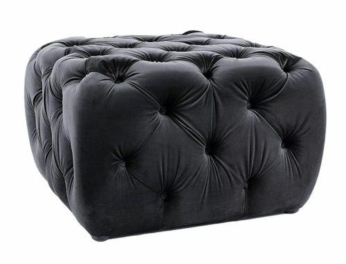Sophia Elegance Négyzetes Bársony Puff Fekete Chesterfield