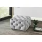   Sophia Elegance Négyzetes Bársony Puff Világosszürke Chesterfield