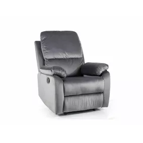 Spencer Relax Bársony Dönthető Fotel Szürke Fém Vázzal