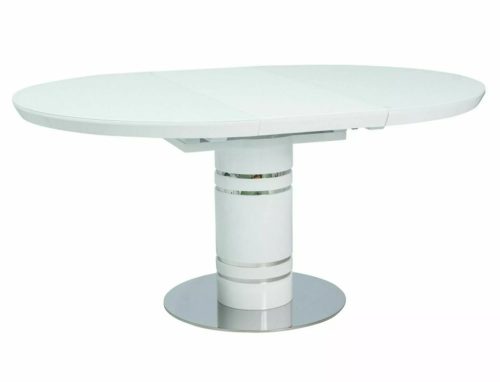 Stratos Premium Bővíthető Üveglapos Étkezőasztal Fehér 120/160 cm