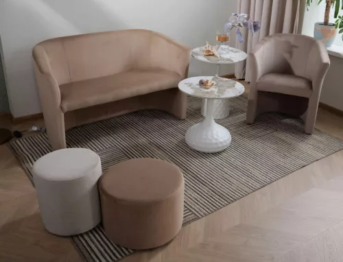 TM-1 Bársony Fotel Sötét Bézs Kényelmes Klubfotel