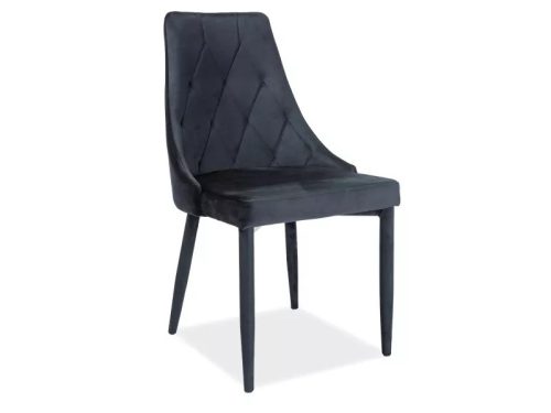 Trix Velvet Elegance Bársony Étkezőszék Fekete Fém Steppelt