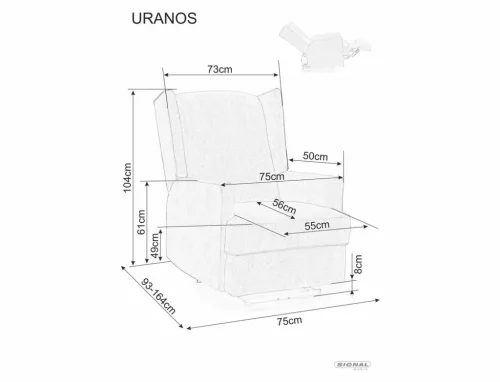 Uranos Elektromos Szürke Szövet Relax Fotel USB Porttal