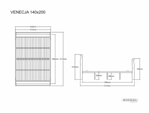 Venecja Klasszikus Fa-Fém Kombinált Franciaágy Antik Cseresznye 140x200