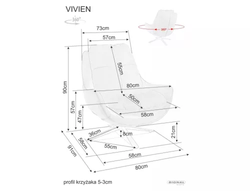 Vivien Velvet Forgó Fotel Bársony Sötétbézs Fekete