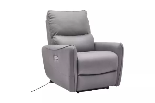 Zefir Elektromos Műbőr Relax Fotel Szürke USB-csatlakozóval