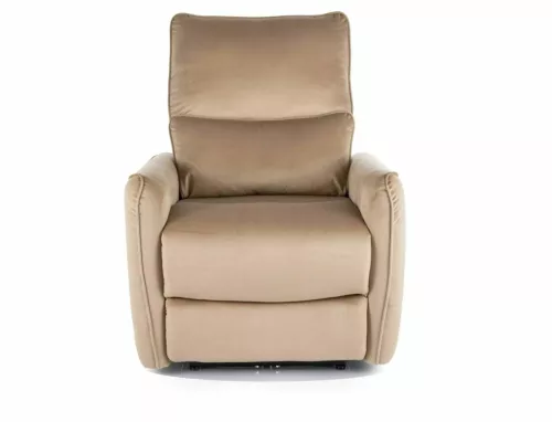 Zefir Velvet Elektromos Bézs Bársony Relaxfotel USB Porttal